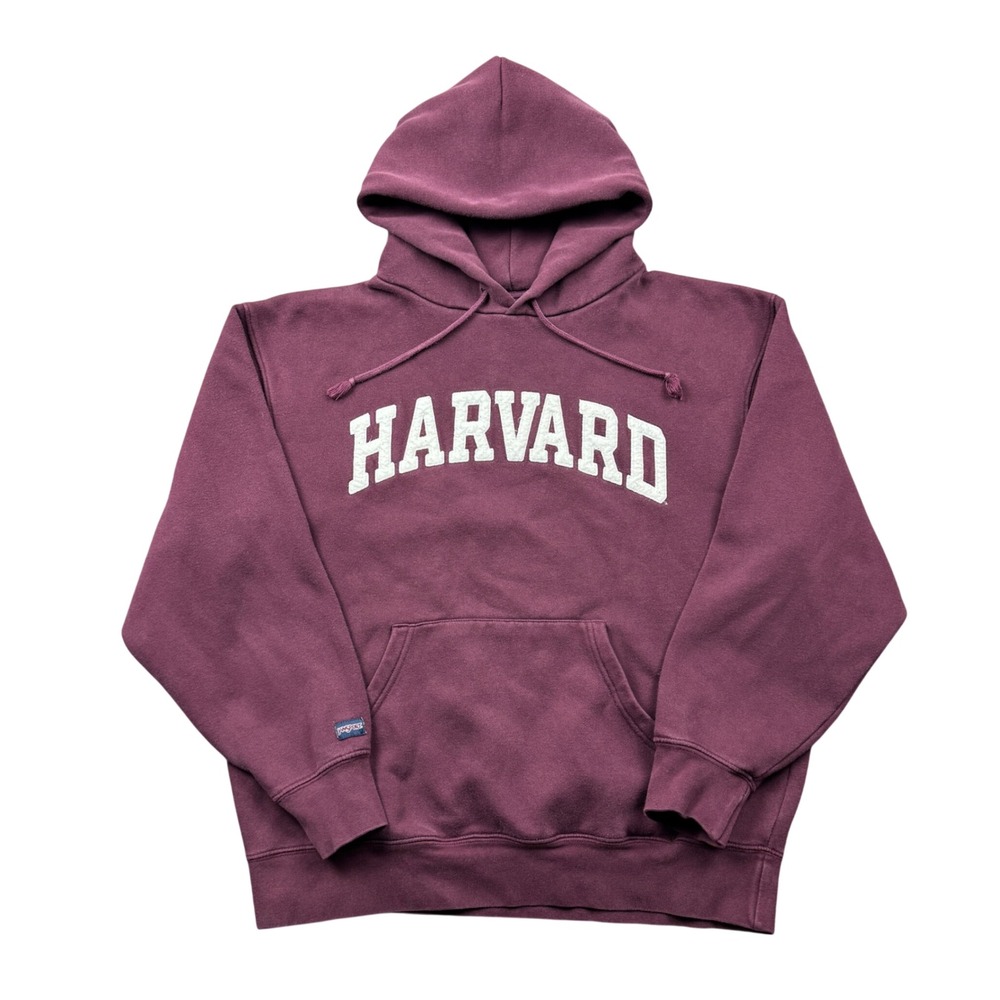 Y2K Jansport Harvard University Hoodie Mens Large Maroon Sweatshirt College Vtg